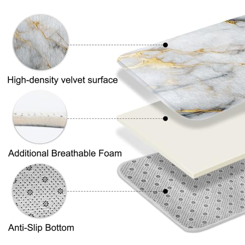 Lnond 4Pcs Marble Bathroom Sets with Shower Curtain and Rugs,White Gold Marble Modern Art Bathroom Shower Curtain Sets with Rugs and Accessories - color: White Gold Marble