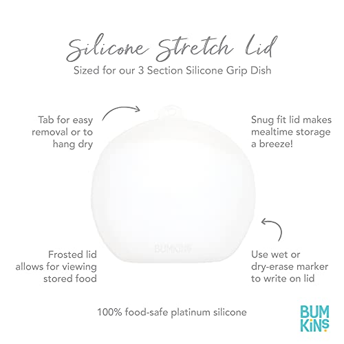 Bumkins Toddler and Baby Suction Plate, Divided Grip Dish Cover for Babies and Kids, Baby Led Weaning, Feeding Supplies, Store and Label Leftovers, Food Prep Portions, Fits Bumkins Dish and Plate - color: A1 Sm GD Lid