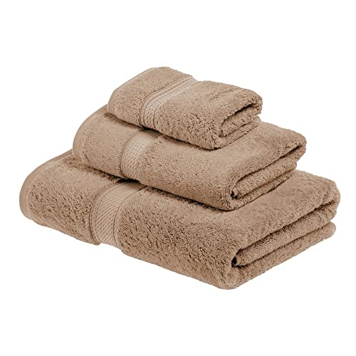 SUPERIOR Egyptian Cotton Ultra Plush & Absorbent, 3 Piece Set, Latte | Quick Dry, Soft Luxury Towel Set, Bath Essentials, Guest Bath, Spa, 1 Bath, 1 Hand, 1 Face Towels, Madeline Towels - color: Latte, size: 3-Piece Towel Set