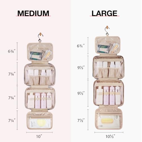 BAGSMART Toiletry Bag Hanging Travel Makeup Organizer with TSA Approved Transparent Cosmetic Bag Makeup Bag for Full Sized Toiletries, Medium-Navy - color: Navy, size: Medium