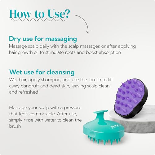 HEETA Hair Scalp Massager Shampoo Brush 2 Pack, Soft Silicone Bristles to Remove Dandruff, Waterproof Hair Scrubber for Both Wet Dry Use, Suitable for Men & Women (Green & Black) - color: 01- Green & Black