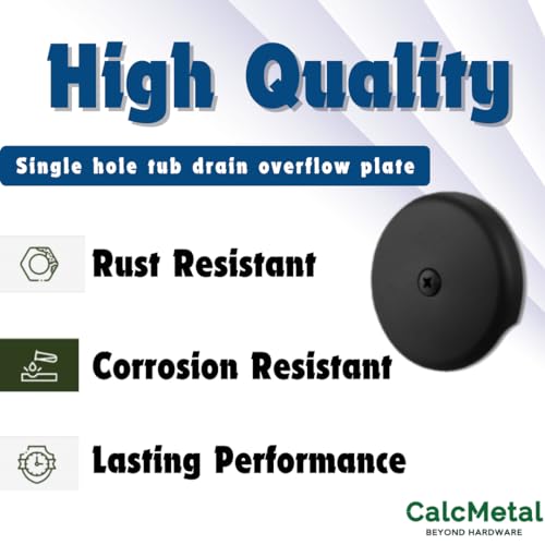 Single Hole Bathtub Drain Overflow Plate with One Matching Screws, Easy to Install, Matte Black - color: Matte Black