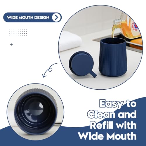 YAUKPH Striped Liquid Hand Soap Dispenser with Leak-Proof Pump for Bathroom and Kitchen Countertop 11oz Navy Blue - color: Blue, size: Liquid Dispenser
