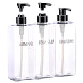 Segbeauty Clear Square Shampoo Bottles, 3pcs 16.9oz Refillable Plastic Lotion Dispenser with Pump, 500ml Empty Reusable Bathroom Shower Bottle Dispense Shampoo Conditioner Body Soap Liquid Gel - color: Clear, style: 16.9oz