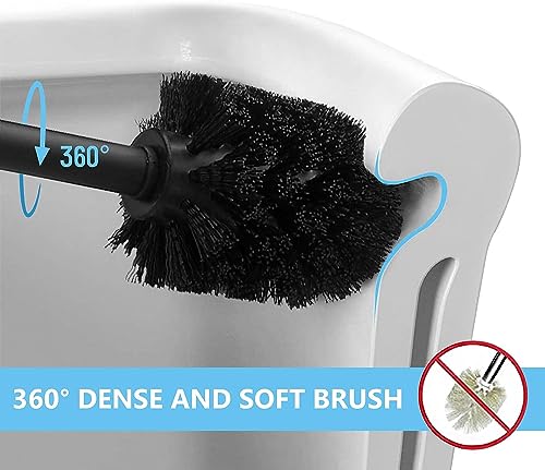 Deep & Sturdy Toilet Bowl Brush with Holder - Durable Scrubbing - Toilet Cleaners - Household Essentials - Bathroom Cleaner - Cleaning Supplies - Household Supplies, Matte Gray - color: Matte Gray Reese