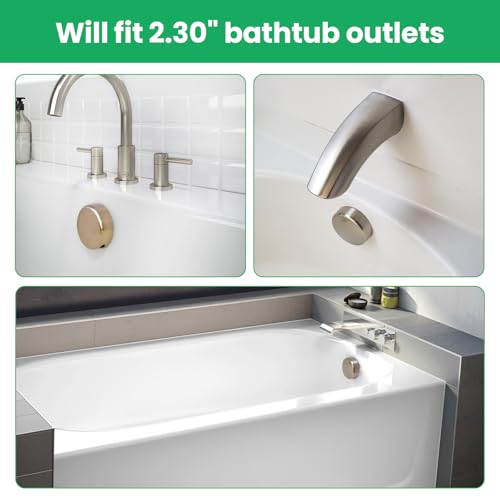 18009-BN Brushed Nickel Bathtub Overflow Plate Kit, 3-1/8" Snap-On Installation Overflow Drain Cover, Replacement Plate Fits Most Standard-Sized Bathtubs Drain