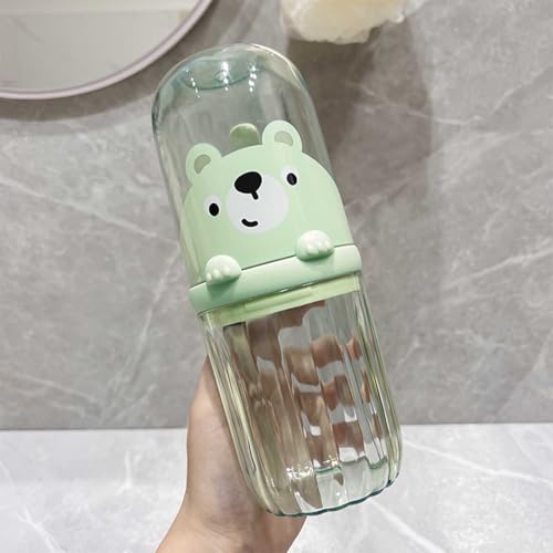 Cute Toothbrush Travel Case for Kids with Detachable Handle, Portable Cute Toothbrush Holder, Multifuction Toothbrushes Toothpaste Storage Box for Camping Travel or Home Use (Green) - color: Green