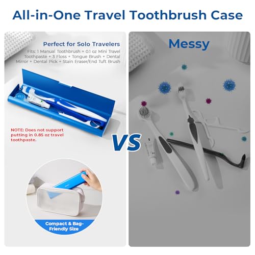 Wider Aluminum Toothbrush Travel Case, Portable Travel Toothbrush Holder, Durable Manual Toothbrush Box Container for Traveling, Bathroom, Camping, Business Trip, Blue - color: Blue, size: 1 Pack (Large)