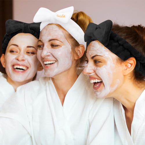 Semato Bachelorette Party Favor Set - Bride & Bridesmaid Spa Headbands (1 Bride + 7 Blue) - color: 1 bride+ 7 black