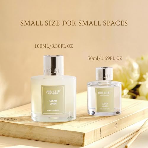 Airkeep Reed Diffuser Set,1.69 fl oz (50 ml) - Clean Linen Oil Diffusers with 8 Reed Sticks,Home Fragrance Reed Diffuser for Bathroom Shelf Decor - size: Real Flower/1.69Ounce/1pack