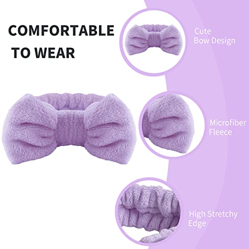 WSYUB Spa headband, Wristbands, Headband for Washing Face, 2pcs Wristlets for Sleeves Dry, Make up Headband,Purple - color: Purple