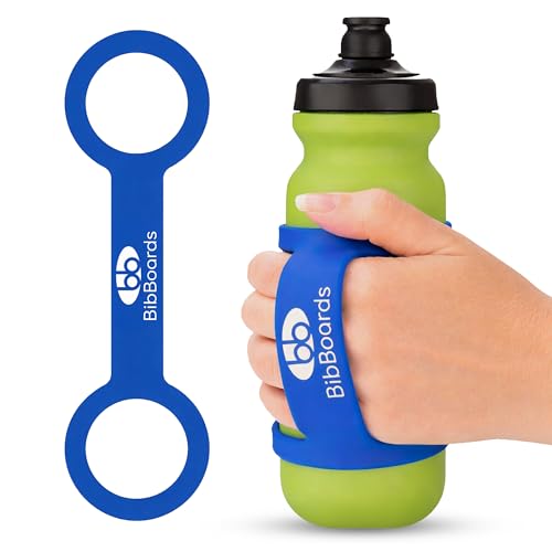 BibBoards Hydro Loop Silicone Water Bottle Band – Hands-Free Carry Strap for Running, Gym & Training | Flexible Water Bottle Holder & Grip Band Fits Most Bottles for Travel & Outdoor Activities - color: Blue