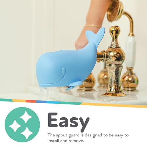 Nuby Bathtub Safety Spout Guard - Compatible with Most Standard Faucets - Bath Toys - Whale - style: Whale