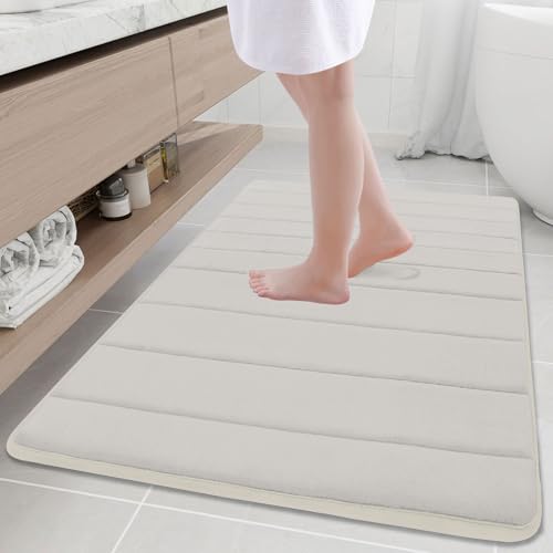 Buganda Memory Foam Bath Mat, 40" x 32", Ultra Soft Bathroom Rugs, Water Absorbent and Machine Washable Bath Rug Runner for Bathroom, Shower, and Tub, Cream - color: Cream, size: 40" X 32"