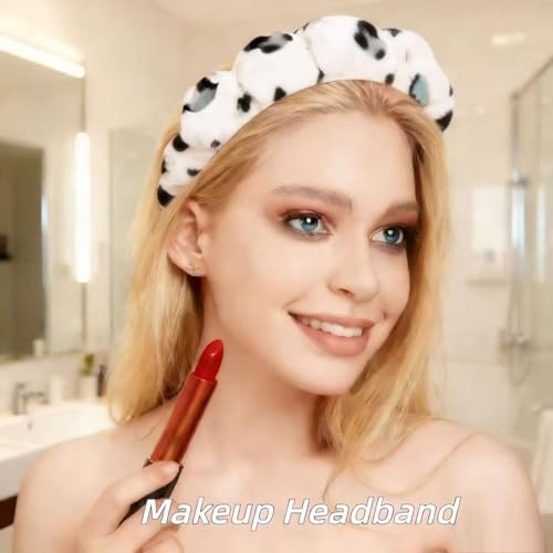 7 Pcs Spa Set, Facial Headband and Wristband Set, Skincare Accessories, College Style Girl Idea Gifts, Hair Accessories for Women and Girls（ Black White Leopard Print ） - color: Black White Leopard Print
