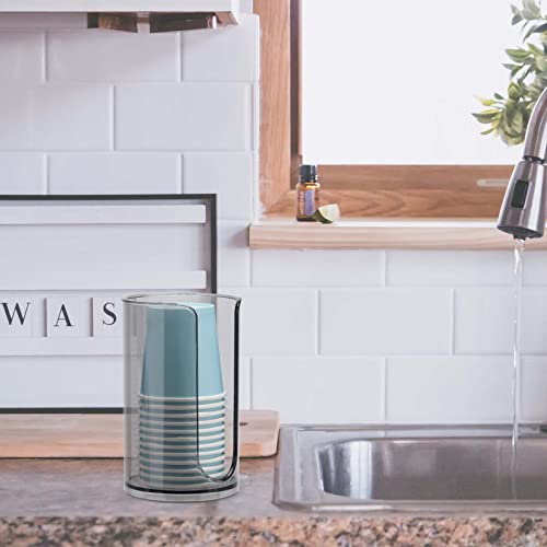 LoveBB Small Paper Cup Dispenser - Disposable Cup Storage Holder for Bathroom Vanity Countertop's Rinsing/Mouthwash Cups, Black - color: Black