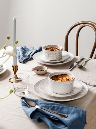 LE TAUCI Ramekins 12 oz, Ramiken for Creme Brulee, Souffle, Dipping Sauce, Ceramic Embossment Housewaming Present -4.8 inch, Set of 4, Arctic White - color: Arctic White, size: 12 oz