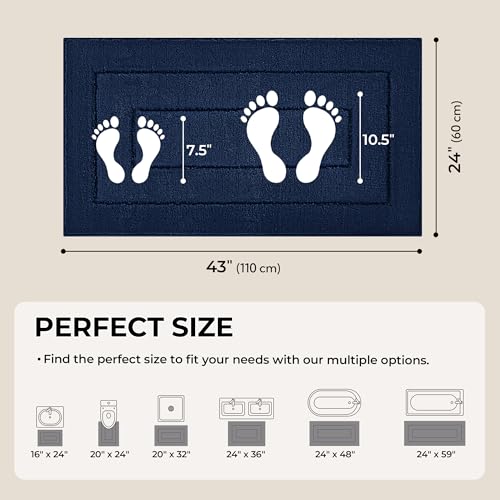 GRANNY SAYS Long Bathroom Rug Mat, Bath Mats Non-Slip, Super Soft & Water Absorbent, Large Bath Rugs, Machine Wash Dry, Bathroom Runner Rugs for Floor, Tub and Shower, 24" x 48" Navy Blue - color: Deep Blue, size: 2' x 3'7" (24" x 44")