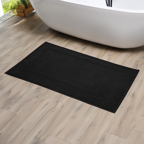 Tens Towels Pack of 2 Bath Mats 100% Cotton, 20 x 32 Inches, Super Absorbent, Hotel Quality Premium Floor Towels, Luxurious, Soft & Quick Dry, Not a Bathroom Rug, Black - color: Black