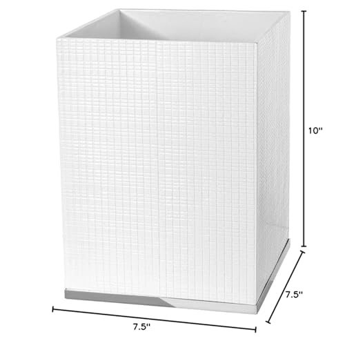 Creative Scents Estella Waste Basket for Bathroom 1.98 Gal / 7.5L - Small White Bathroom Trash Can - Decorative Small Garbage Can - Durable Space Friendly Wastebasket - style: Trash Can