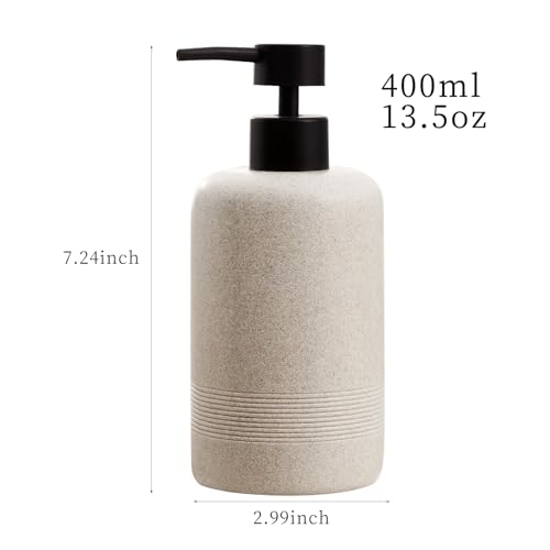 Soap Dispensers 400ML 13OZ, 2 PCS Hand Dish Lotion Shampoo Lotion Soap Dispenser Jar, Resin Premium Thick Soap Pump Bottles for Kitchen Bathroom Countertop (Beige) - color: Beige