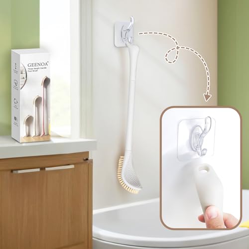 New Foot Brush & Foot File Set(2PCS), 3-in-1 Foot Scrubber in Shower, 10.2’’-27.5’’Adjustable Long Handle Foot Scrub Brush and Upgrade Foot File Callus Remover, Gift-Box Packed(White Set) - color: White+foot File