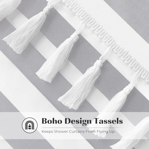 Seasonwood Extra Long Shower Curtains Modern Farmhouse Shower Curtain 72x84 Inch Grey Boho Fabric Weighted Shower Curtain for Bathroom Waterproof - color: Grey, size: 72"W x 84"L (Pack of 1)