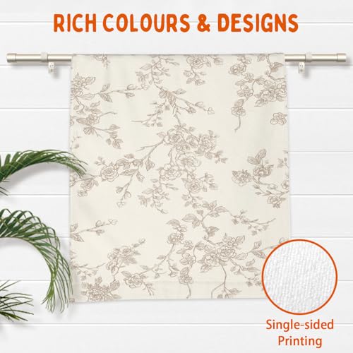 Brown and Cream Floral Hand Towels 14.4x28.3 Inch Set of 2 | Chinoiserie，Polyester Cotton，Breathable，for Holiday Bathroom Kitchen Hotel Gym Spa Decor - color: A Floral