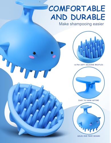 Shampoo Brush Scalp Massager, Silicone Hair Scrubber Wet & Dry, Blue | Relaxing Head Massage Brush for Shower Or Dry Use, Helps Lift Flakes And Buildup While Keeping Scalp Care Simple Each Day - color: Blue