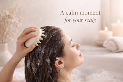 May Our Scalp Massager Shampoo Brush – Soft Silicone Head Scrubber for Relaxing Scalp Massage – for Women, Men & Kids – Wet & Dry Use