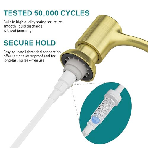 SAMODRA Built-in Kitchen Sink Soap Dispenser with Extension Tube Kit - Gold Brushed Finish, Leak-Proof Design, No Top Refill Required (39" Tube) - color: Gold Brushed, style: 39" Tube