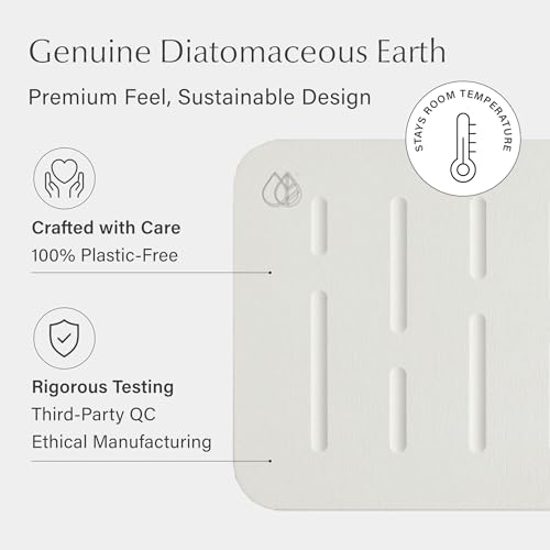Dorai Home Stone Bath Mat - Premium Diatomaceous Earth Bath Floor Mats with Non-Slip Base, Fast-Drying Modern Shower Mat for Bathroom | Rain Sandstone - 23.6"x15.4" - color: Rain Sandstone, size: 1 Pack