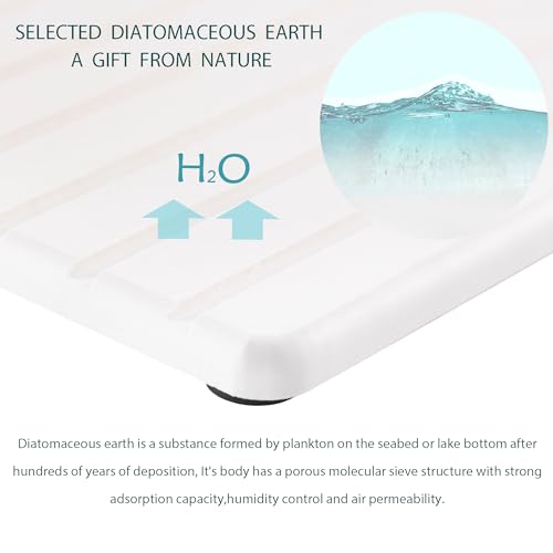 NiuYichee 2 PCS Water Absorbent diatomite Coasters, 12.2" x 5.5" Water Absorbing Stone Tray for Sink, Stone Drying mat for Kitchen Counter, Stone soap Tray Used for Hand Soaps & toiletries & Plants - color: White, size: 12.2 x 5.5 inches