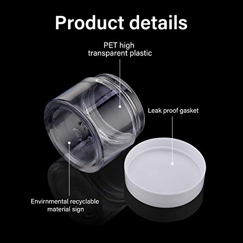 Patelai 4 Pieces Round Wide-mouth Leak Proof Plastic Container Jars with Lids for Travel Storage Makeup Beauty Products Face Creams Oils Salves Ointments DIY Making(2 Ounce,White) - color: White, size: 2 Ounce