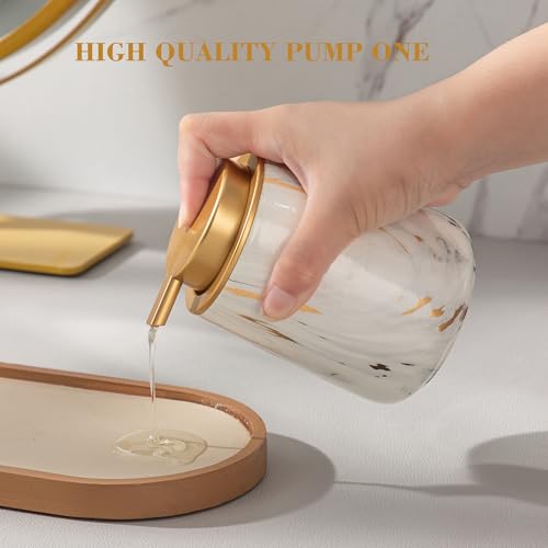 Enra Ceramic Soap Dispenser, 12 oz Gold Marble Hand Lotion Dispenser, Wide-Mouth Refillable Dish Soap Dispenser, Modern Liquid Soap Dispenser for Kitchen & Bathroom Countertop Decor - color: Glod Liquid Type