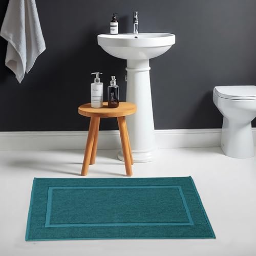 HILLFAIR-900 GSM-100% Ringspun Cotton Floor Towels mat- Hotel-Spa Tub-Shower Bathroom Floor mat Towels- 21 x 34 Inch - Terry Cotton Bath Mats, Machine Washable, Absorbent- 2 Peice Towel Set- Teal - color: Teal, size: 2 Piece Towel Set