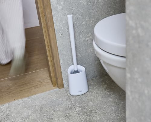 Joseph Joseph Flex 360 Lite, Advanced Smart Toilet Brush and Small Storage Holder Set with Anti-drip, Anti-Clog, Triple-Action Replaceable Brush Head - White - color: White