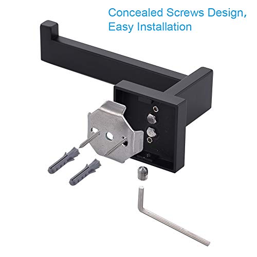 TASTOS Toilet Paper Holder Matte Black, Toilet Tissue Roll Holders Dispenser and Hangers Wall Mounted for Bathroom & Kitchen, Stainless Steel Modern Square Style - color: Matte Black, size: Square (1 pack)
