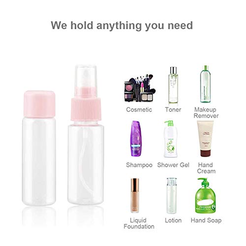 Vitog Travel Bottles Kit, TSA Approved Leak Proof Portable Toiletry Containers Set, Clear PET Flight Size Cosmetic Containers for Lotion, Shampoo, Cream, Soap, Set of 11 - color: pink