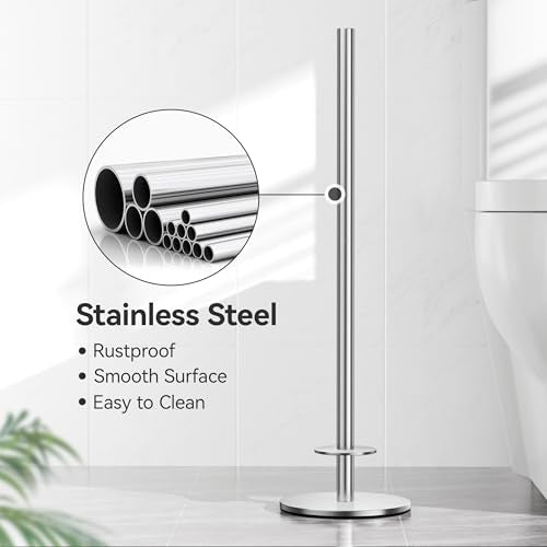 Brushed Nickel Toilet Paper Holder Stand for Spare Rolls Storage, Stainless Steel Freestanding Toilet Paper Holder with Shelf Hold 5 Paper Rolls - color: Brushed Nickel