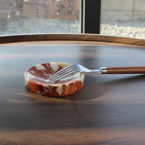 Natural Calacatta Red Marble Soap Dish, Round Small Jewelry Dish, Sponge Holder for Bathroom, Kitchen - color: Calacatta Red