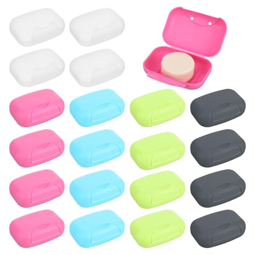 20 PCS Soap Box Holder,Plastic Travel Soap Dish, Portable Leak Proof Soap Case Container for Bathroom,Camping,Gym,Business Trip,10 Colors