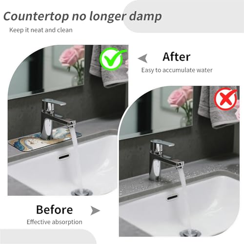 Kitchen Sink Splash Guard，Natural blue and gold marble Faucet Mat Sink Gadgets-Super Absorbent Fast Drying Mat Drip Catcher for Kitchen, Bathroom,Sink Mat, Dish Drying Mat, Bathroom(15" X 5.5" ) - color: Natural blue and gold marble