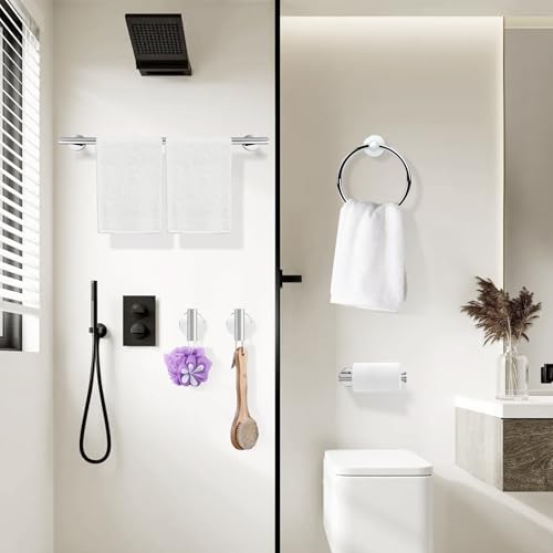 Polished Chrome Bathroom Hardware Accessories Set 5 Piece, Stainless Steel Bath Towel Bar Set 24 Inch,Toilet Paper Holder,Towel Ring Holder,Towel Rack Set,Gold Bathroom Accessories Kit Silver - color: Polished Chrome