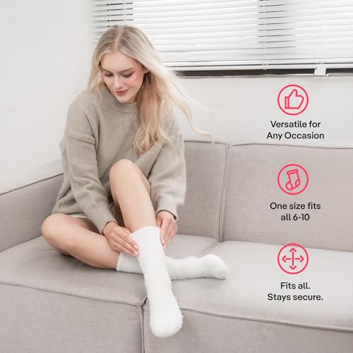 CoolMate Cozy Soft Cloud Socks, Fuzzy Socks for Women - color: A.02 - White Cream