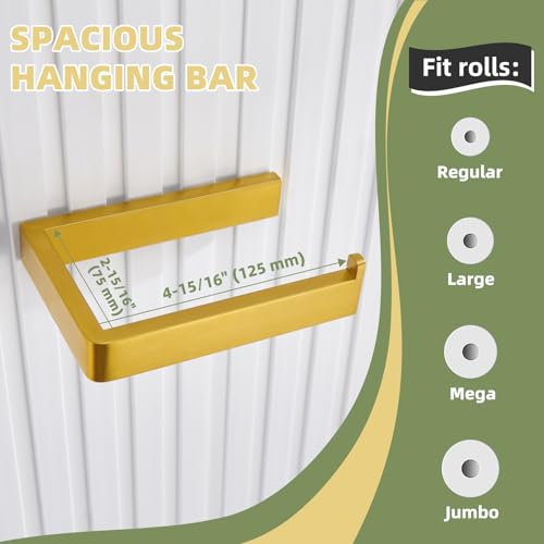 APLusee Brushed Gold Toilet Paper Holder, 304 Stainless Steel Tissue Roll Hanger, Wall Mount - color: Brushed Gold