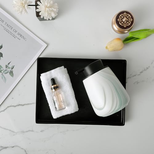12Oz Ceramic Liquid Soap Dispenser - Modern Lotion Hand Soap Dispenser with Easy-to-Press Black Pump, Reusable and Refillable Dish Soap Dispensers for Bathroom & Kitchen, Marble Green - color: Marble Green, style: Liquid Pump