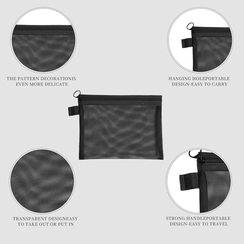 3-Pack Mesh Makeup Bag – mesh bags，Ideal Diaper Bag Organizer & Small Purse Pouch, Perfect for Travel and Daily Use forTravel Toiletry Bag - color: 3 black items