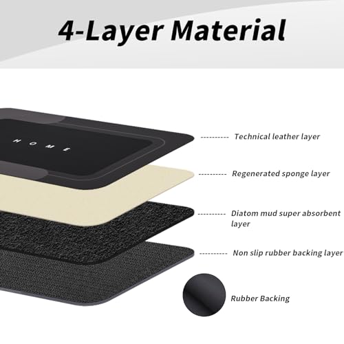 3PCS Absorbent Bath Mat Magic Rug Sets, Quick Drying Bath Mat Non-Slip Floor Rug Rubber Backed for Bathroom Kitchen Shower Sink (16.9''x23.6''+19.7''x23.6''+19.7''x31.9'', Black) - color: Black, size: 3 PCS