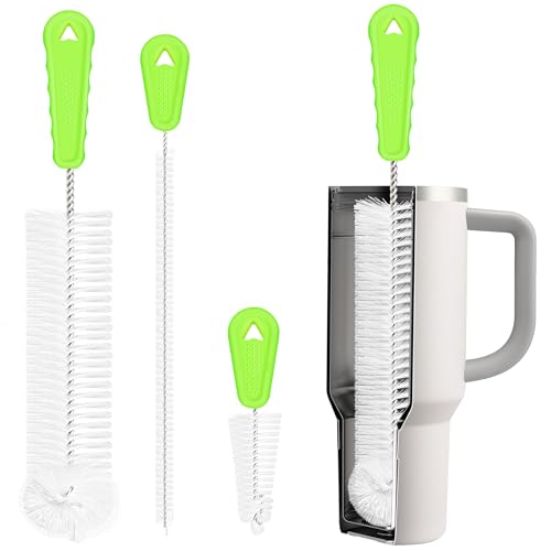 Rnoafmu Bottle Brush Cleaner Set of 3, 14 in Long Handle Water Bottle & 13 in Straw Cleaner Brush for Tumblers,Sports Bottles,Coffee Jugs & Pitchers